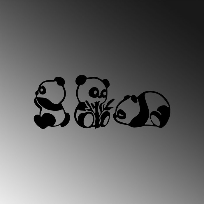 Wallity Pandas - 298 Escultura de Pared de Metal Negra